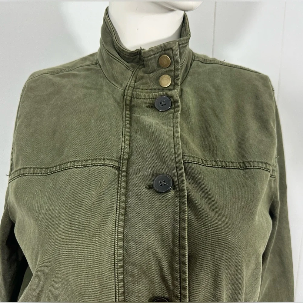 Lucky Brand Military Jacket M Cinched Waist Utility Army Olive Green Zip - Picture 3 of 13